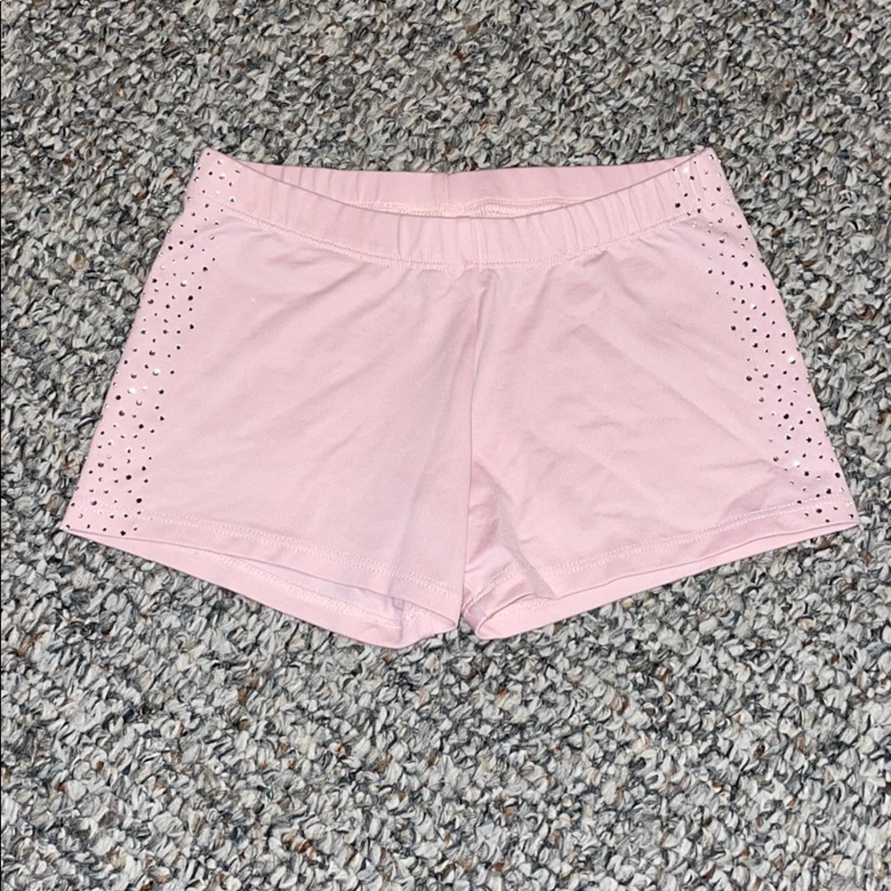Light pink rhinestone dance shorts